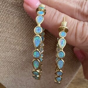 💜 Melinda Maria Isla Hoops 2" Gold|Blue Opal - Retail price$128.00